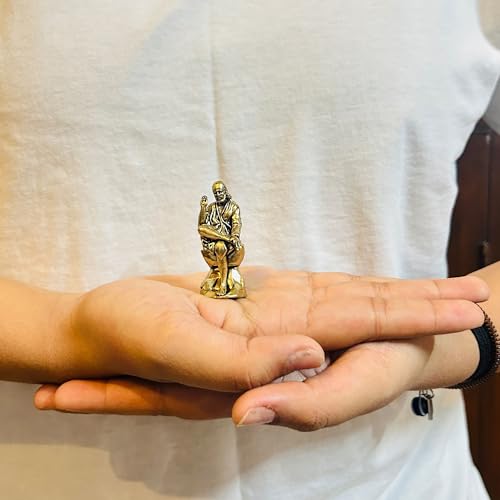 Image of INDICAST Brass 2 inch Sai Baba Statue | Symbol of Faith and Blessings | Sai Baba Murti Hindu God Idol Figurine Perfect for Decoration Puja & Gifting Purpose Sculpture (Weight- 40gm)