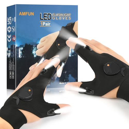 AMFUN Guanti con Luce LED, Guanto Torcia A LED, Guanti con Luce LED Gadget Utili, Festa del Papa Idee Regalo, Idee Regalo Natale Uomo