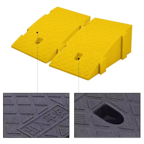 Rampas portátiles para bordillos, 2 unidades, altura de 7,4 pulgadas, para motocicletas, sillas de ruedas, bicicletas y cortadoras de césped (amarillo) miniatura 4