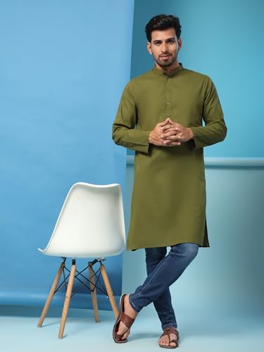 Image of SKAVIJ Mens Cotton Casual Wear Everyday Use Modern Kurta