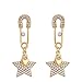 ZHOUYF Boucles d'oreilles Pendantes Créoles Pendantes Cristal Clair Boucles d'oreilles Pentagramme pour Femme Couleur Or Cuivre Boucles d'oreilles Goutte 2018 Accessoires De Mariage