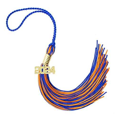 Tassel Depot 2024 Royal/Orange Graduation Tassel - Every School Color Available - Made in USA