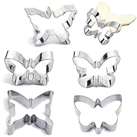 5 Pcs Butterfly Metal Cookie Cutters Mold Set,Mini Cookie Cutters, Sandwich Chocolate Fondant Biscuit Cake Mould for Kids, DIY Baking Decoration Accessory Mold Set for Baby Shower Party Home Party Cover