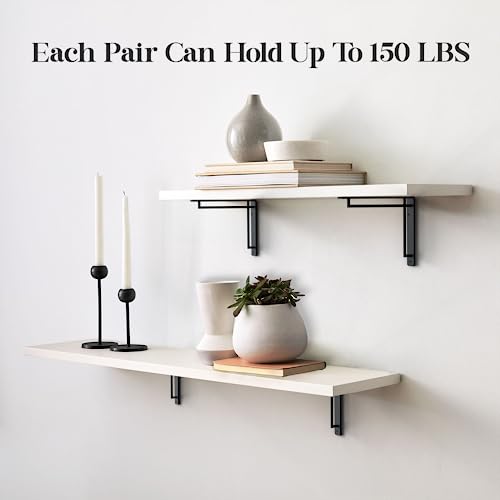 Balin Designs Shelf Bracket For 10" And 12" Shelves - Pack Of 4 - Heavy Duty Decorative Metal Shelf Brackets - Rustic Home Decore - L Brackets - Easy To Install - Hardware Included (Black, Cross) #TOP3