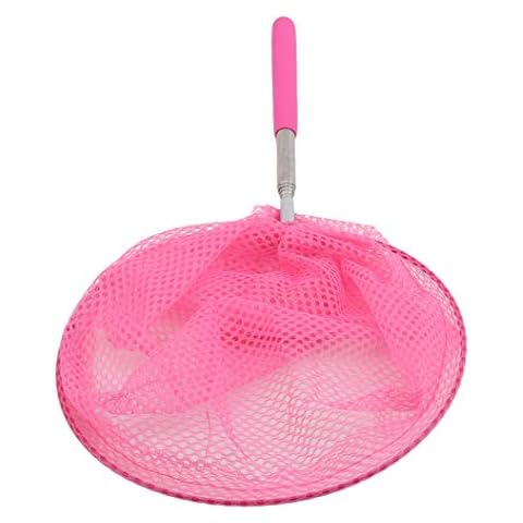 LPOQW Fishing Landing Net with Telescopic Handle Portable Lightweight Bait Net for Carp Trout Fishing Pond Fishing Safe Fish Catching or Releasing,Pink Cover