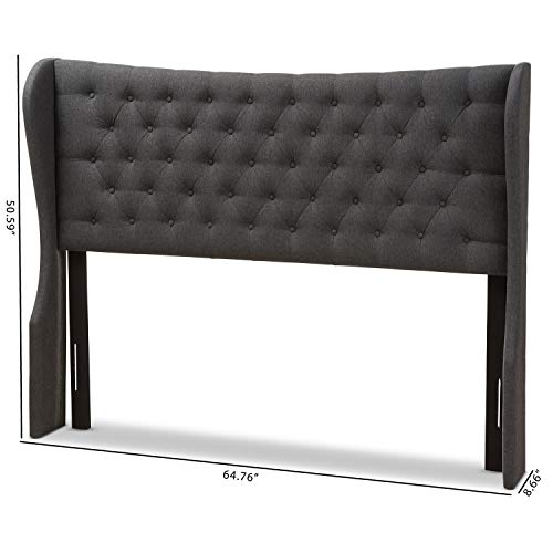 Baxton Studio Cadence Queen Winged Panel Headboard in Dark Gray