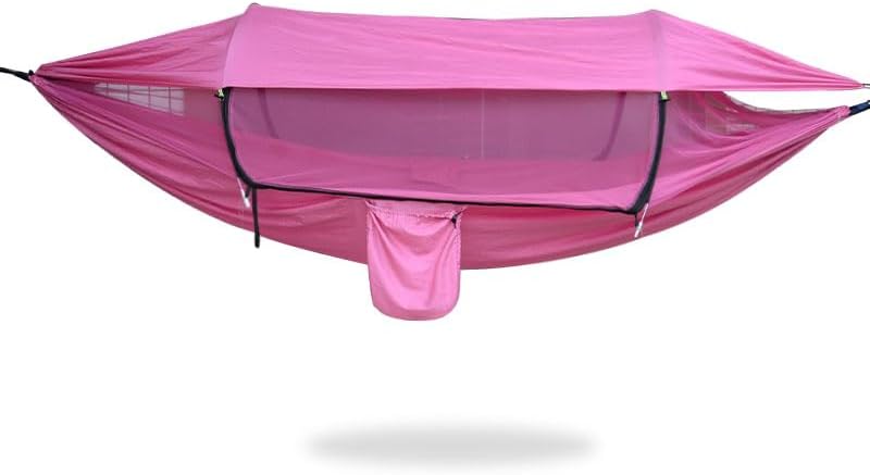GEERTOP Camping Hammock with Mosquito Net and Sun Shade Cover,UV Protection,360° Airflow Mosquito Protection, Lightweight Hanging Tent for Outdoor, Hiking, Beach, Backyard, Pink