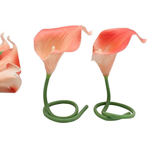 Aliersa 10 Heads Mini Calla Lily Bridal Wedding Bouquet Real Touch Flower Bouquets(Coral) #TOP1