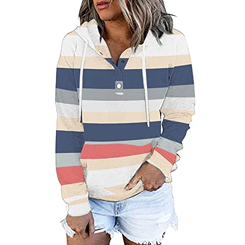 Gillberry Sweatshirts for Women Button Down Hoodies Casual Long Sleeve Lightweight Pullover Tee Shirts Pockets