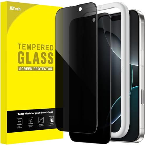 JETech Privacy Full Coverage Screen Protector for iPhone 16 Pro 6.3-Inch, Black Edge Anti-Spy Tempered Glass Film with Easy Installation Tool, Case-Friendly, 2-Pack