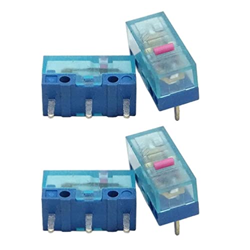 4Pcs New HUANO Blue Transparent Shell Pink Mouse Micro Switch Button 80 Million Life Mouse Button Switch 0.74N Mouse Microswitch Microswitches On Off 4Pcs New HUANO Blue Transparent Shell Pink 80