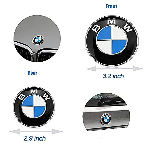 BMW Emblems Hood and Trunk, BMW Emblem Logo Replacement 82mm + 74mm for ALL Models BMW E30 E36 E46 E34 E39 E60 E65 E38 X3 X5 X6 (82mm + 74mm)