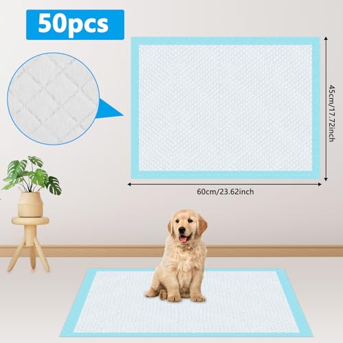 Vexillic PIPI Matten für Hunde, 50 Stück Welpen Unterlagen, 45 x 60cm Trainingspads für Hunde Hygieneunterlagen Auslaufsicher 6-Lagig mit Schnell Trocknender Oberfläche Design
