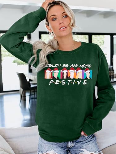 FASHGL Moletom feminino de Natal com estampa de desenhos animados engraçados, camiseta de manga comp