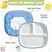 Domensi 3 Set Kids Porcelain Plates with Upgrade Anti-Slip Silicone Sleeves 8.3 Inch Toddler Divided Porcelain Plate Suction Dishes for Baby Eating Microwave Dishwasher Safe(Classic Color)