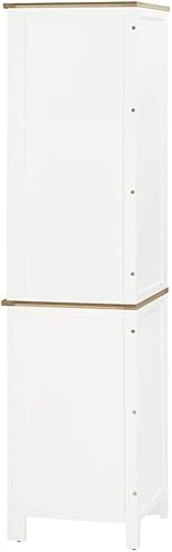 Miniatura 5 de Armario esquinero alto de madera maciza, armario de baño esquinero con puertas y estantes, gabinete de almacenamiento esquinero independiente,