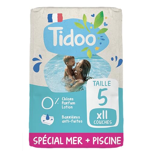 TIDOO Swim & Play - Couches Culottes de bain T5 (12-18kg) x11 - Anti-Fuites - Facile à enfiler - Ne gonfle pas dans l’eau - Fabriquée en France