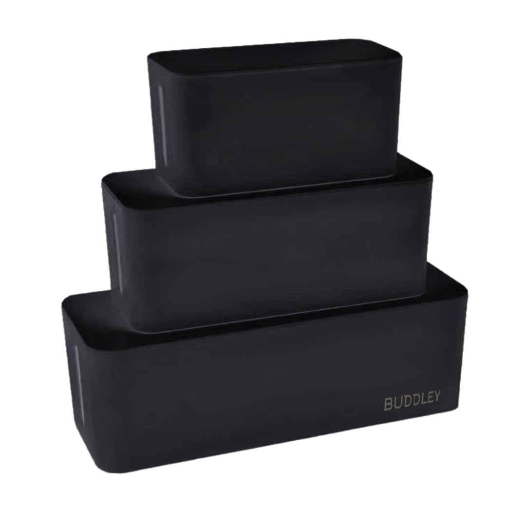 Boîtes à câbles BUDDLEY noir pour ranger multiprises et masquer fils électriques - 8