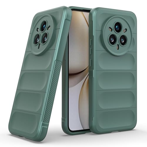 Image of amazon basics Back Case Cover for Realme 14 Pro Plus 5G | Compatible for Realme 14 Pro Plus 5G Back Case Cover | Liquid Silicon Magic with Camera Protection | Dark Green