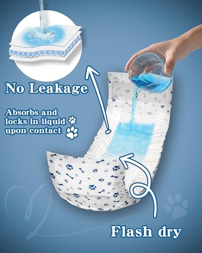 Image of Dog Diapers Male Wraps, Disposable Male Dog Diaper, Super Soft Absorbent Doggie Diapers for Boy Dogs with Incontinence Marking or Excitable Urination(M, 50)