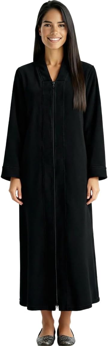Alexander Del Rossa Kimono Robe with Zipper, Zip Up Robe for Women