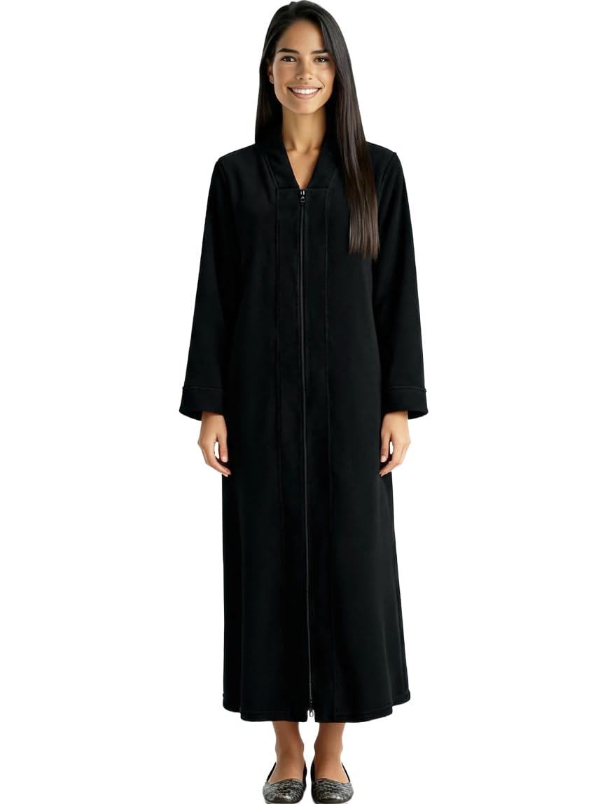 Alexander Del Rossa Kimono Robe with Zipper, Zip Up Robe for Women