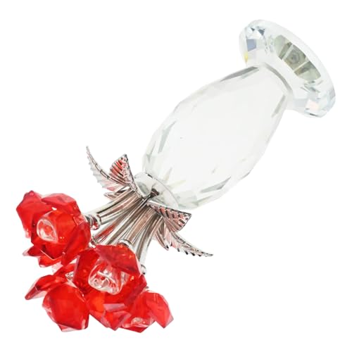 MospdyGear Kristall Roten Rosenstrauß, Elegante Florale Dekoration für Zuhause, Romantisches Geschenk für Freundinnen und Ehefrauen