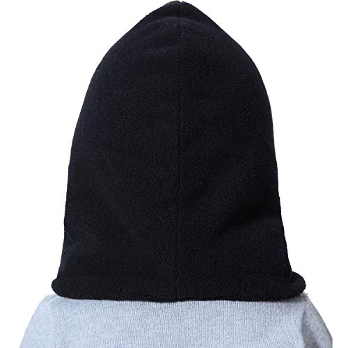 VJOLI Unisex Kinder Winter Mütze Jungen Mädchen Kapuzenschal, 5 in 1 Hut mit Warmen Schal Ski-Outdoor Sport Winter Schlupfmütze Cap 2-15 Jahren (Schwarz)