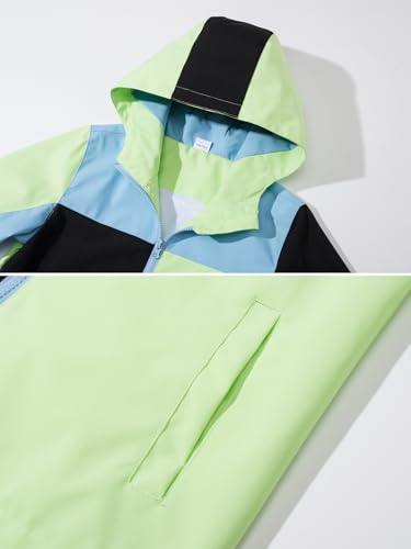 Image of NATUST Boys Girls Lightweight Rain Jacket Mesh Lined Hooded Raincoat Water-Resistant Windbreaker for Kids