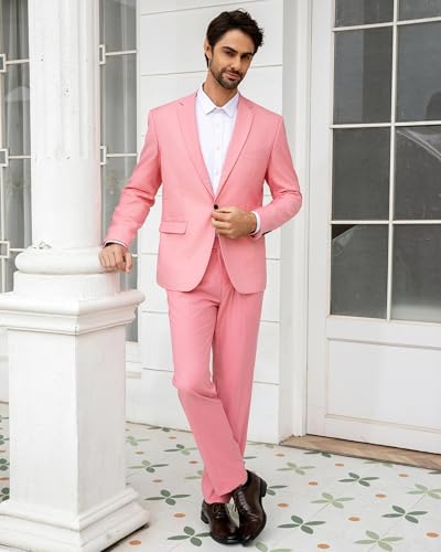 Cloudstyle Men's Suit Single-Breasted One Button Center Vent 2 Pieces Slim Fit Formal Suits4