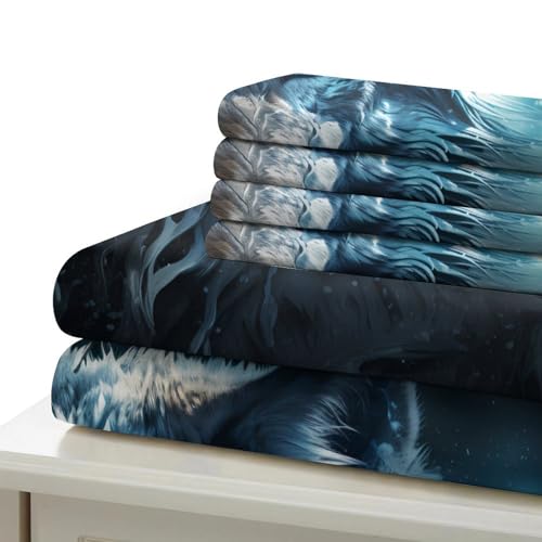 Housse de couette loup hypoallergénique en microfibre douce imprimé 3D - 7