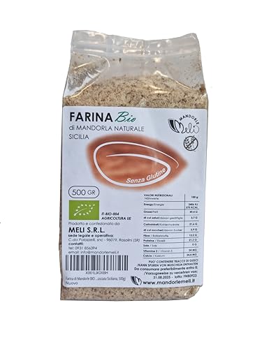 Farina di Mandorle BIO - Fonte di Vitamine e Fibre - Ottima per Preparazione di Dolci e Senza Glutine (Sgusciata Siciliana, 500g)