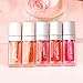 IDUCEN Plumping Lip Oil Hydrating Lip Gloss, Long Lasting Nourishing Lip Glow Oil Color Reviver Cherry Oil, Non-sticky Transparent Tinted Lip Balm, Big Brush Head Repairing Primer Lip Tint (5 PACKS)