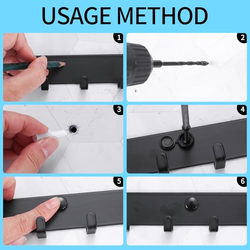 1 x Schlüsselbrett mit 8 Haken, Schwarz Schlüsselhalter für Wandhaken, Schlüsselhaken, Schlüsselboard, Schlüsselleiste für Küche Schlafzimmer Wohnzimmer Badezimmer Schlüssel Wandlagerung Organizer