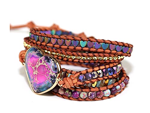 Image of Boho Stone Wrap Bracelet for Women,Turquoise Beaded Bracelet Jewelry Gift