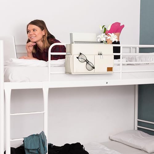 image for KIBAGA Large Bedside Caddy With Big Pockets And Bottle Holder to Easil