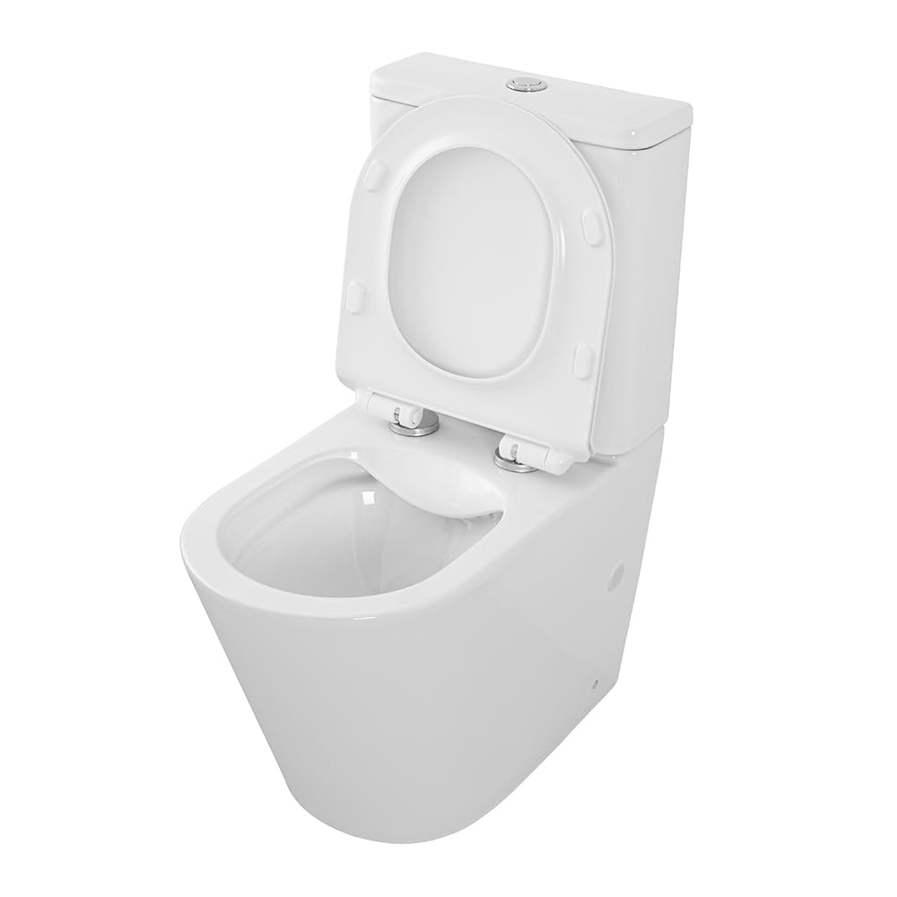 WC Filomuro Monoblocco Rimless Ceramica Bianco Lucida Linea Tygo 38x62x82,5 cm Sedile Soft-Close