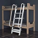 NDDKSII 5ft Aluminum Bunk Bed Ladder, Universal 4 Step Ladder with Adjustable Handrail, Heavy Duty Loft Truck Boat Safety Climb Ladder, Anti-Slip
