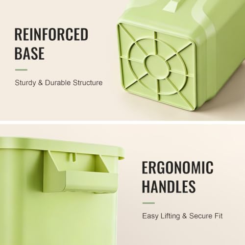 Image of Kitchen Trash Can, Plastic Square Trash bin,8 Gallon,Green