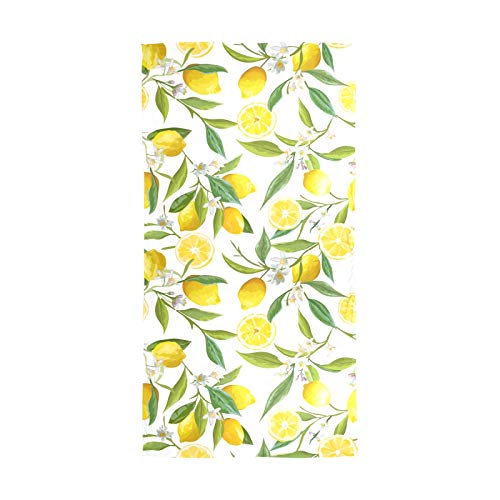 Yellow Lemon Fruits With Green Leaves White Flowers Women Long Silk Scarf, Shawl Chiffon Large Stole Headscarf, Lightweight Sunscreen Satin Scarves Wraps for Wedding Party Gift2