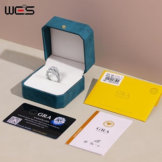 WES Moissanite Engagement Rings Set - D Color VVS1 925 Sterling Silver Stackable Moissanite Bridal Ring Sets Vintage Wedding Promise Ring for Women, Size 6-8 - Image 6