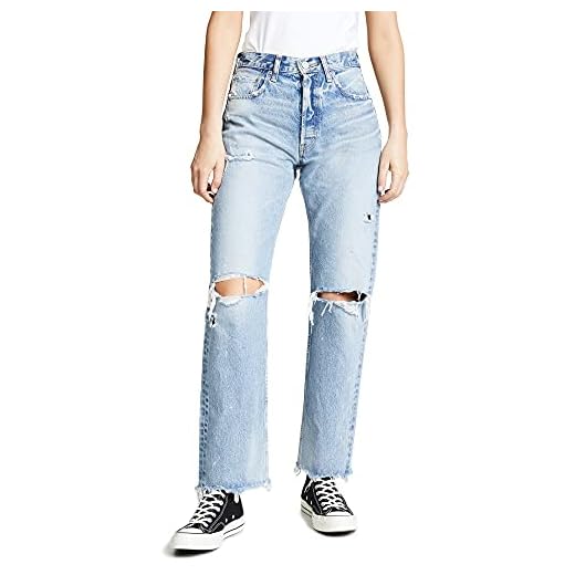 MOUSSY VINTAGE Women's MV Odessa Wide Straight Jeans, Blue, 24