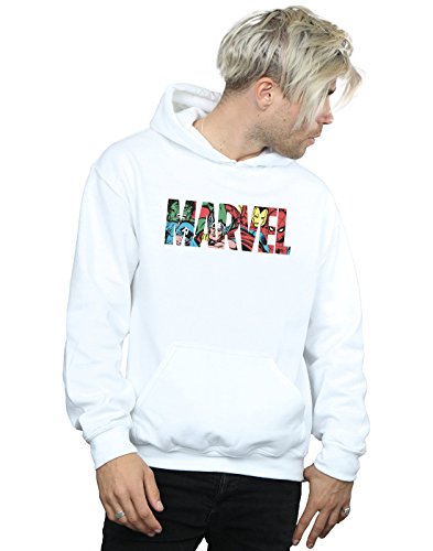 Marvel Comics Men's Logo Character Infill Hoodie White XX-Large