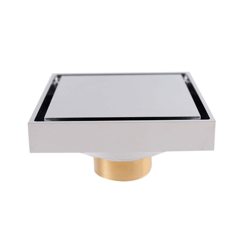 Desagüe de Ducha Invisible con Inserto de baldosas, Cuadrado de 4 Pulgadas, Cubierta extraíble, desagüe de baño de latón con Filtro para Cocina, baño, Garaje y sótano.