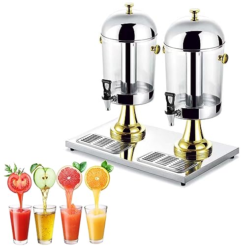 HCZKIUJY Wine drip tray, Beverage Dispenser 8L/16L/24L Beverage Dispenser, Stainless Steel Juice Dispenser, Commercial Hot/Cold Drink Machine, with Centre Ice Core and Drip Trays (Gold 16L)