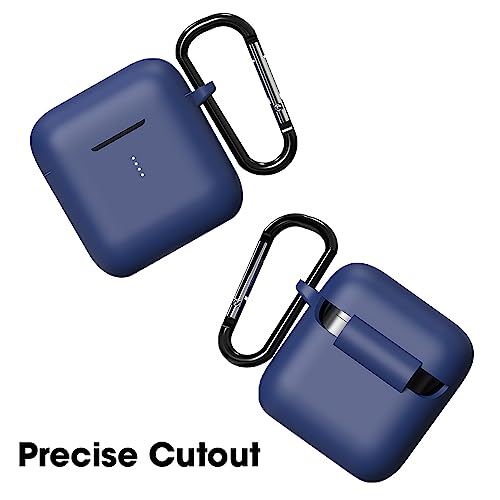 Image of Sounce Compatible with Boat Airdopes 141, Soft Silicone Skin Case Cover Shock-Absorbing Protective Case with Keychain [Front LED Visible] - Blue