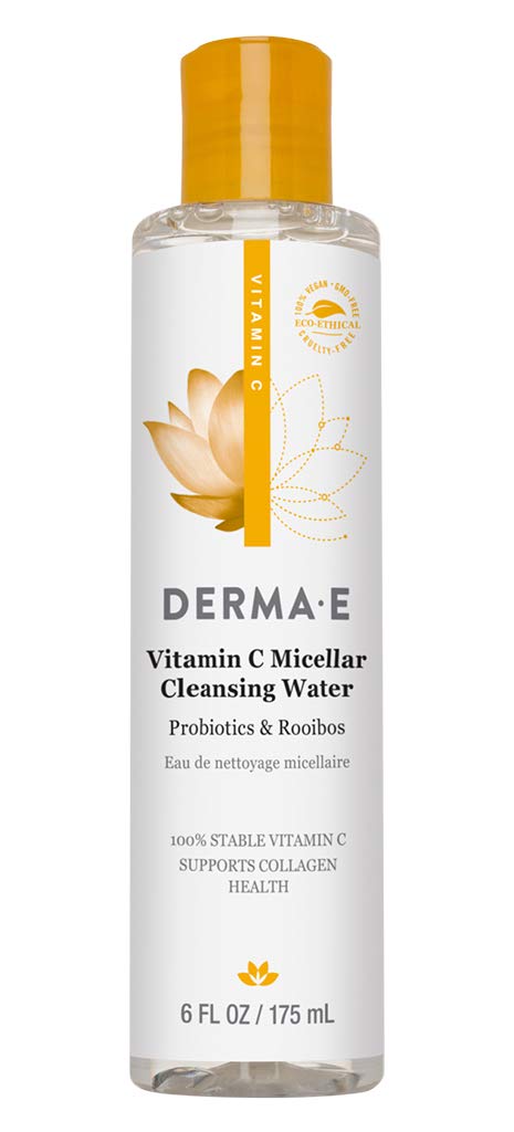 DERMA-E Vitamin C Micellar Cleansing Water, Orange, 6 Fl Oz