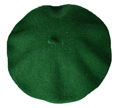 Joyhy Women's Solid Color Classic French Style Beret Beanie Hat Dark Green #TOP1