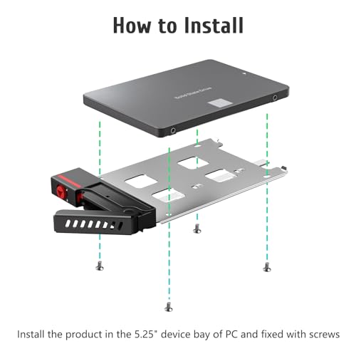 Sata HDD & SSD Hot Swap Cage, 6 Bay Hard Drive Dock for 5.25” Enclosure, 6 Bay Hard Drive Station with Colling Fans