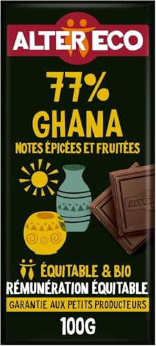 ALTER ECO - Tablette Chocolat Noir 77% - Notes Epicées Et Fruitées - Bio & Équitable - Sans...